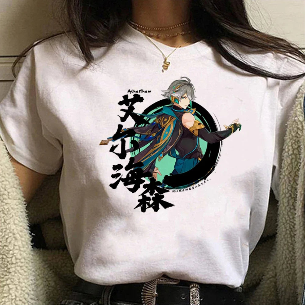 Genshin Impact Women's Comic T Shirt Japanese Style Soft Comfortable Tee