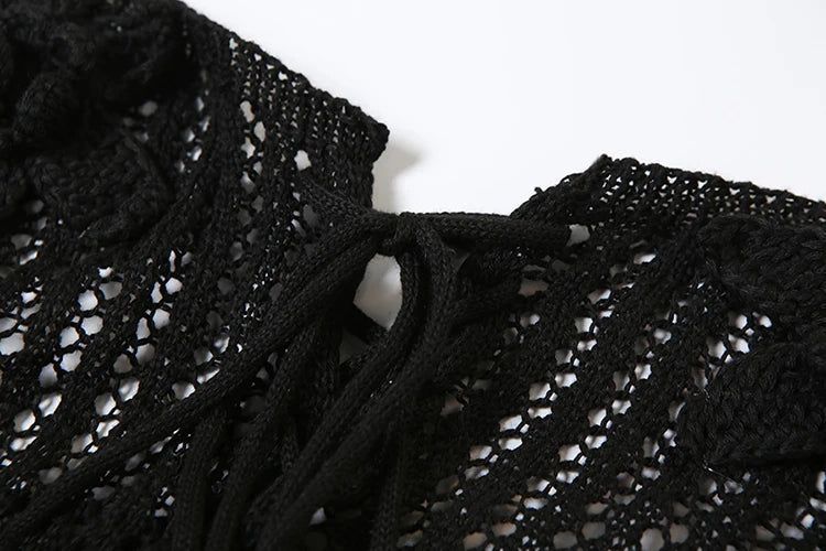 Knitted Floral Women Jumpsuit Sexy Pleated Halter Neck Bandage Low Back Skinny Overalls Trendy Solid Streetwear