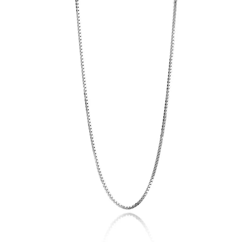 925 Sterling Silver Box Chain Necklace for Women and Children 40cm 0.8mm DIY Jewelry