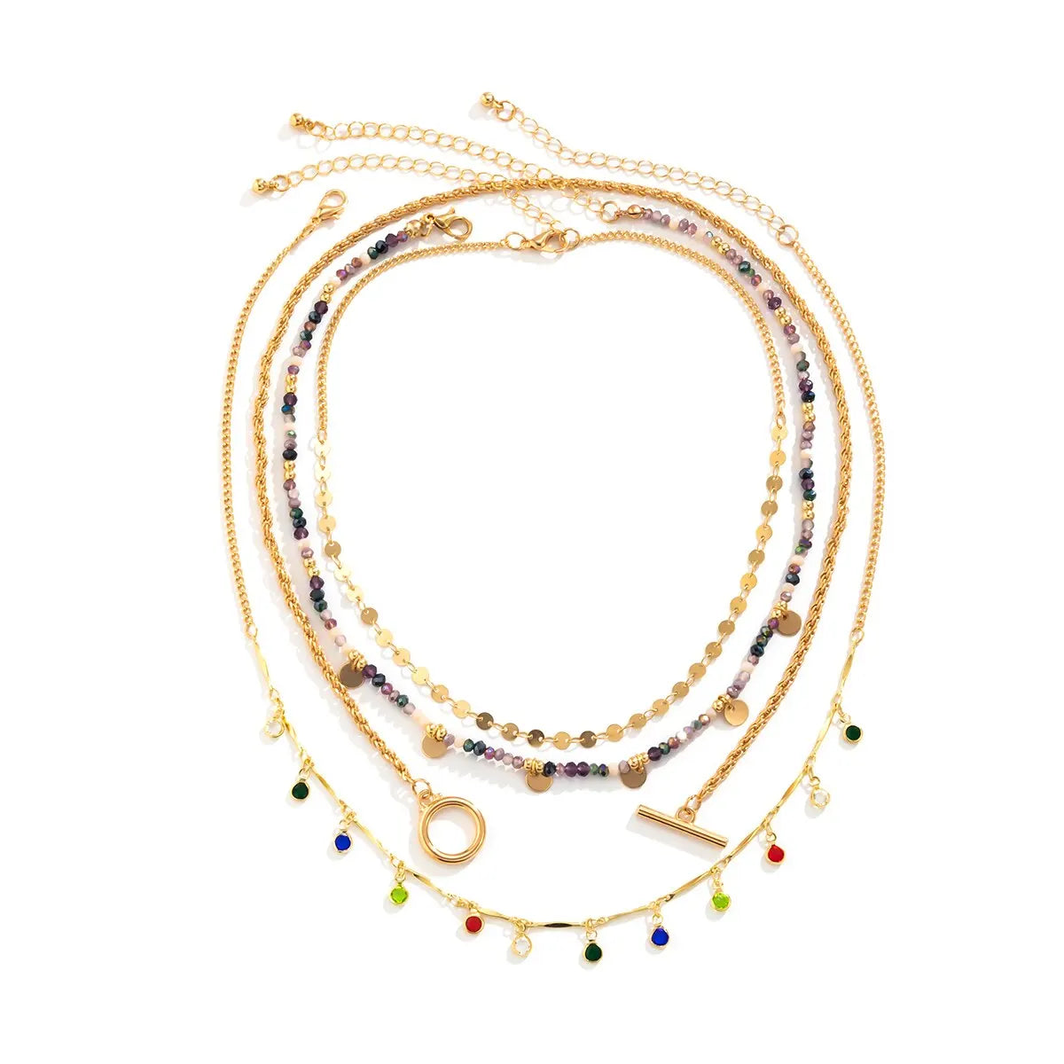 4Pcs Set Boho Colorful Crystal Sequin Tassel Choker Necklaces for Women Trendy Vintage Y2K Jewelry