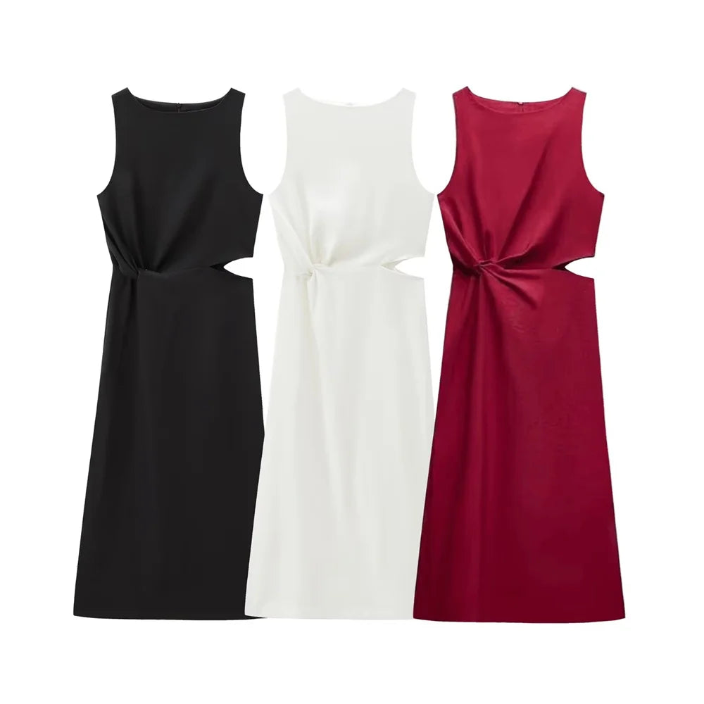 Casual Sleeveless Round Neck Midi Dress For Women Everyday