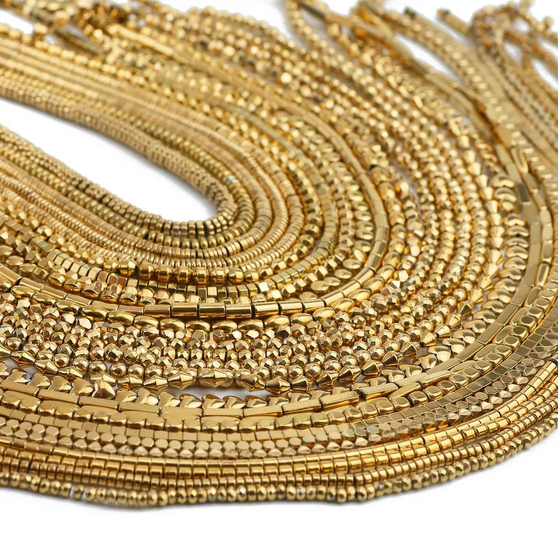 Hematite Natural Stone Gold Plated Loose Beads for DIY Jewelry Making - Star and Heart Shapes