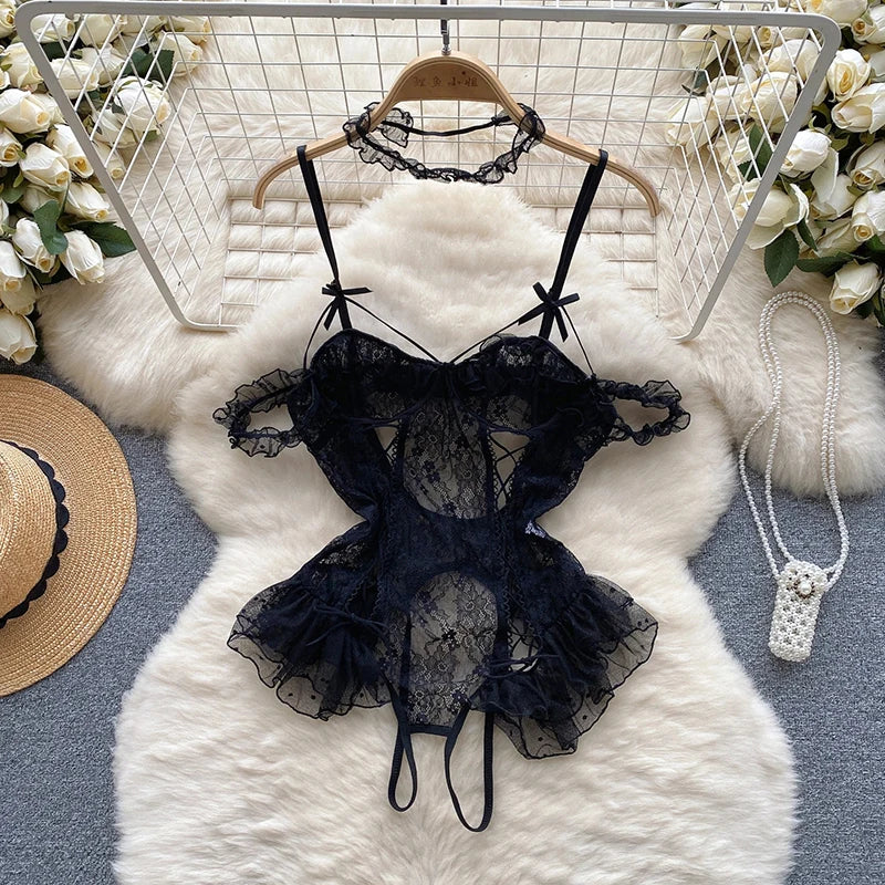 Sexy Lace Cami Bodysuit See Through Playsuit For Women