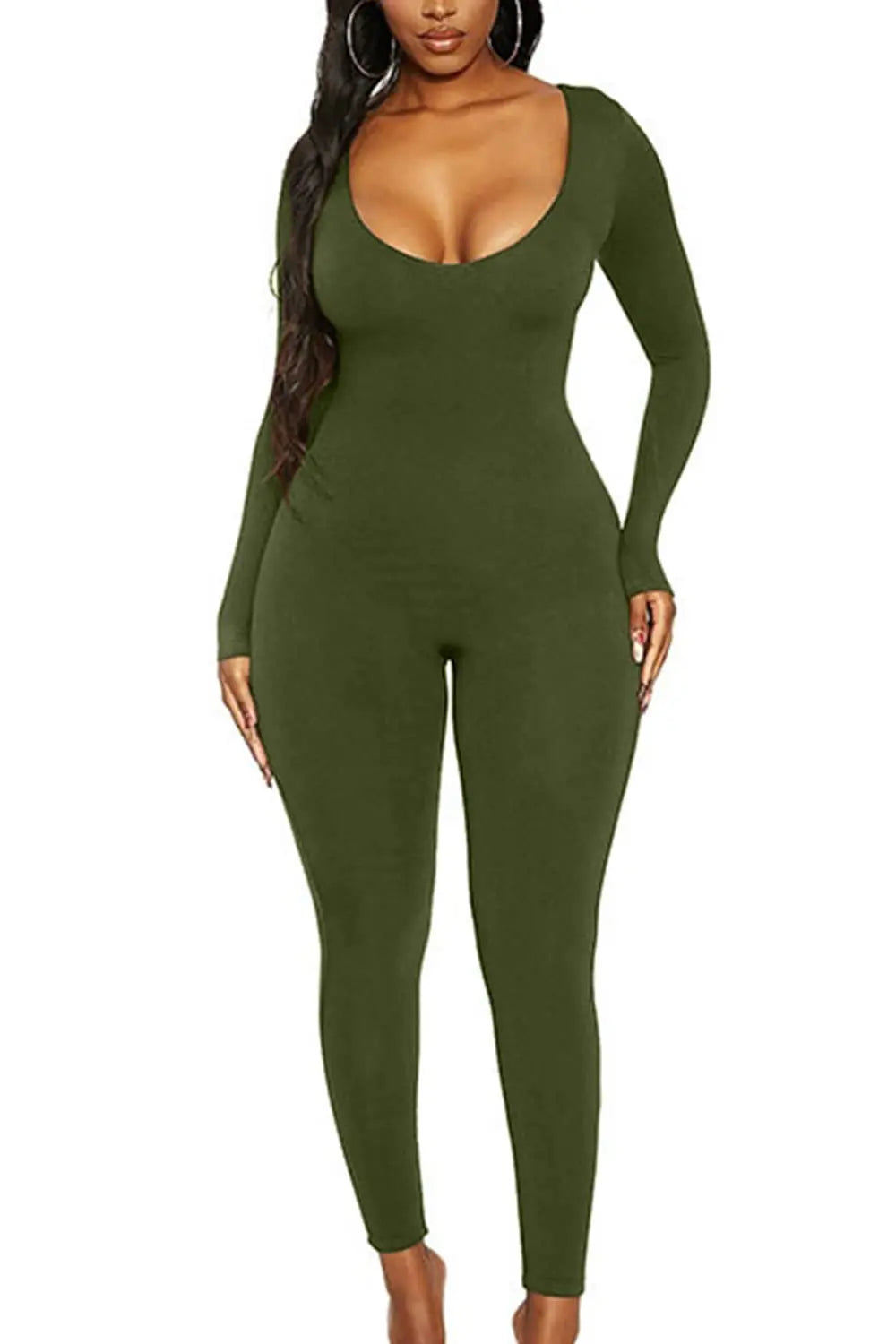 Women's Long Sleeve Skinny Bodycon Romper Jumpsuit Solid Color Casual Fitness Streetwear Overalls
