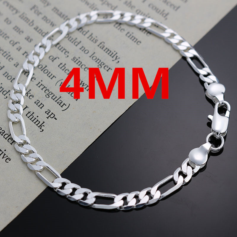 925 Silver 4MM Chain Bracelet Necklace Jewelry Set for Men and Women Perfect for Charms and Wedding Gifts