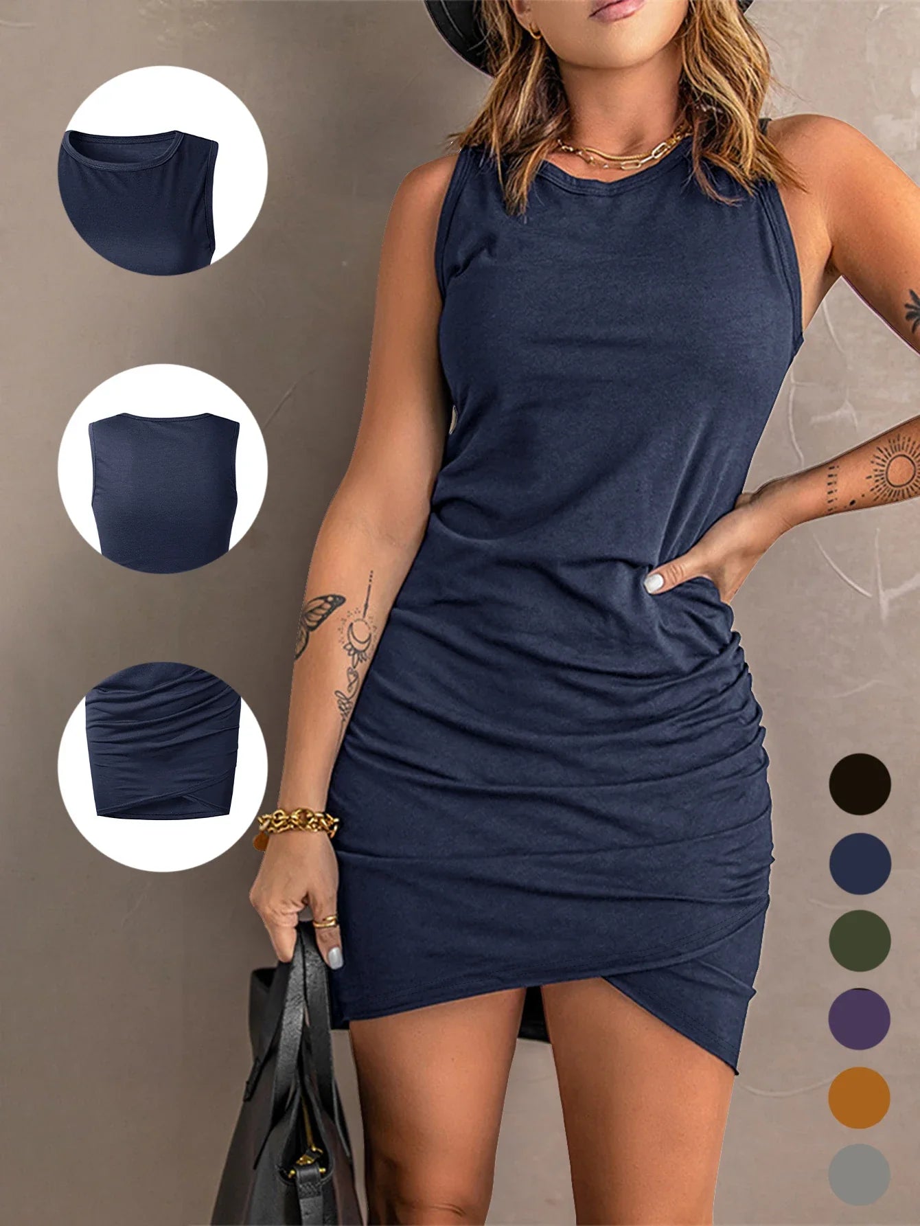 Solid Color Knee Length Sleeveless Summer Skirt For Women