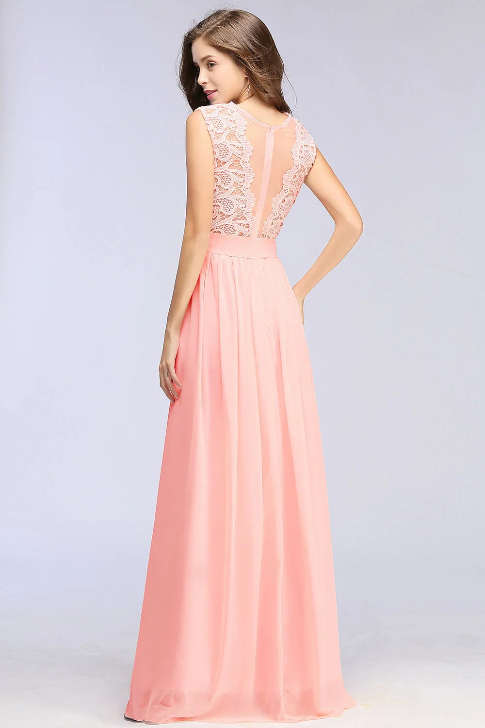 Boho Maxi Dress 3D Floral Lace Chiffon Coral For Women