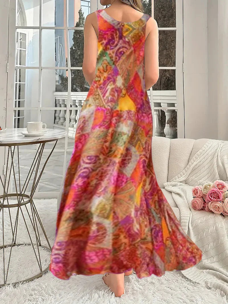 Boho Beach Dress With Print Tank Top For Summer Holiday