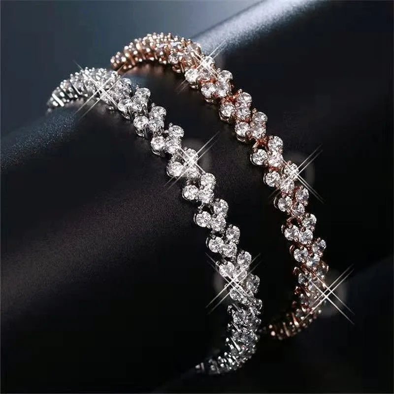Luxury Roman Crystal Geometric Chain Bracelet for Women with Rhinestone Charm Bangles and Goth Style Jewelry Accessories