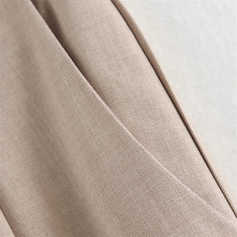 Women's Fashion Casual Double Pocket Coat and High Waist Wide Leg Pants Set