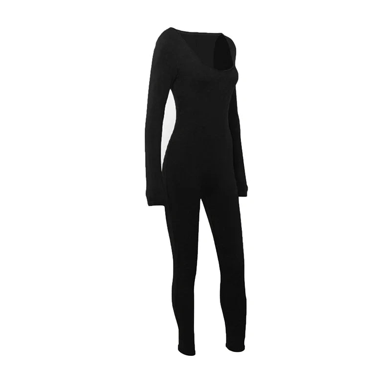 Sexy Black Butt Lift Jumpsuit for Women Long Sleeve Skinny Fitness Romper Casual Streetwear Autumn Fashion
