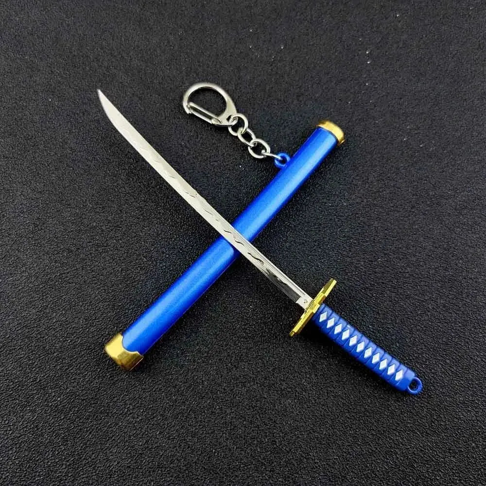 Mini Roronoa Zoro Samurai Sword Keychain Anime Katana Scabbard Ring for Men and Women Cosplay Jewelry Gift