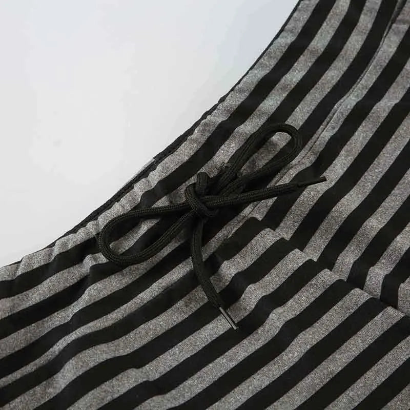 Casual Striped Two Piece Set for Women Slim Fit Backless Bandage Halter Top with Low-Waisted Shorts Summer Lounge Wear