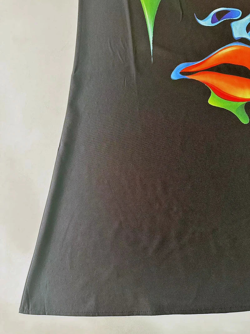 V Neck Sleeveless Printed Dress For Women Medium Length