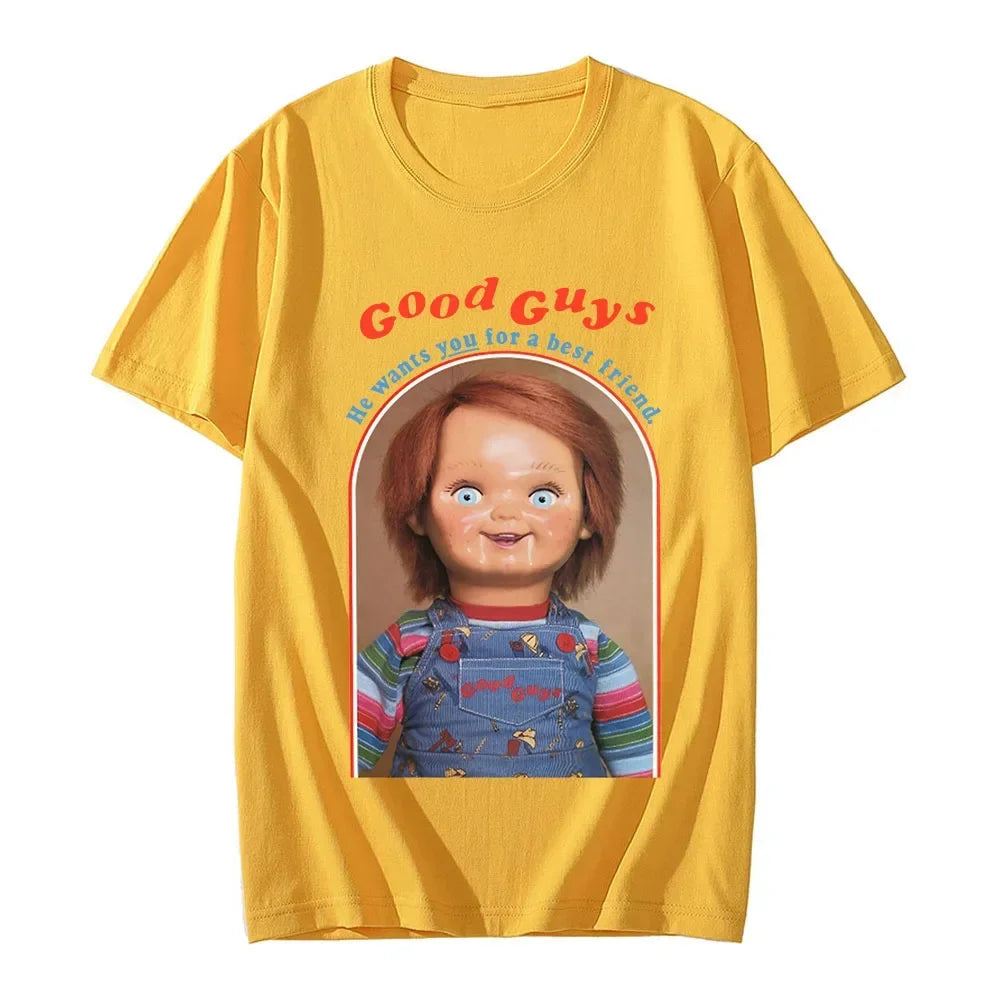 Chucky Graphic Print Cotton T-Shirt for Women Casual Short Sleeves Harajuku Unisex Tee