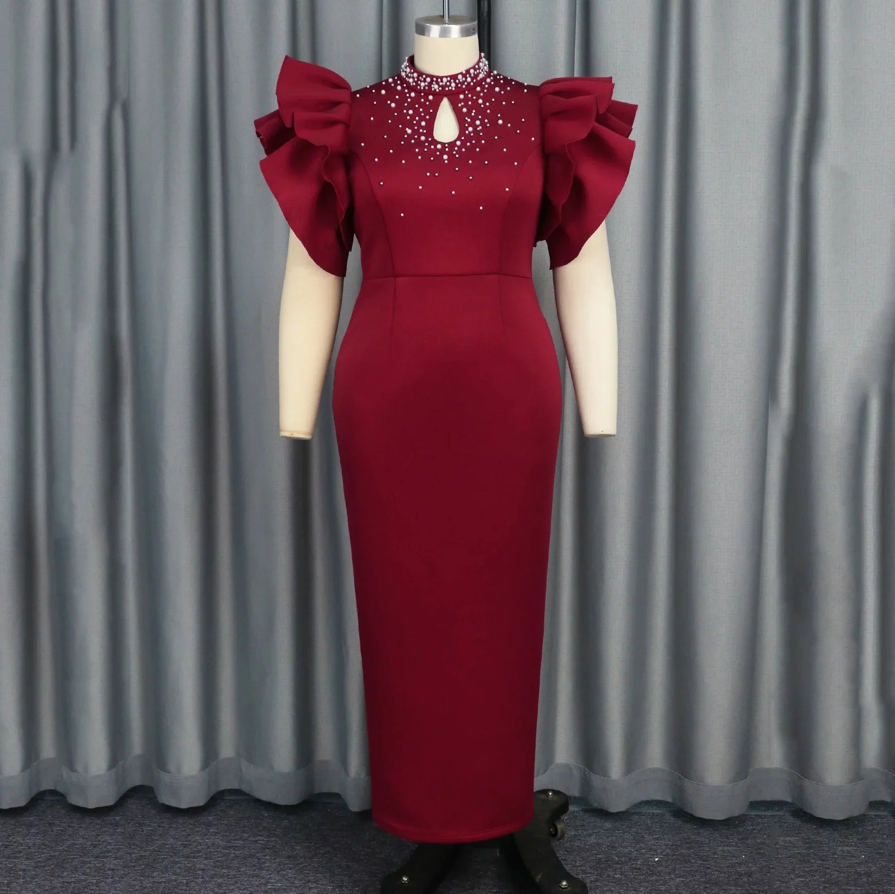 Beaded Party Dress For Women O Neck Sheath Ankle Length