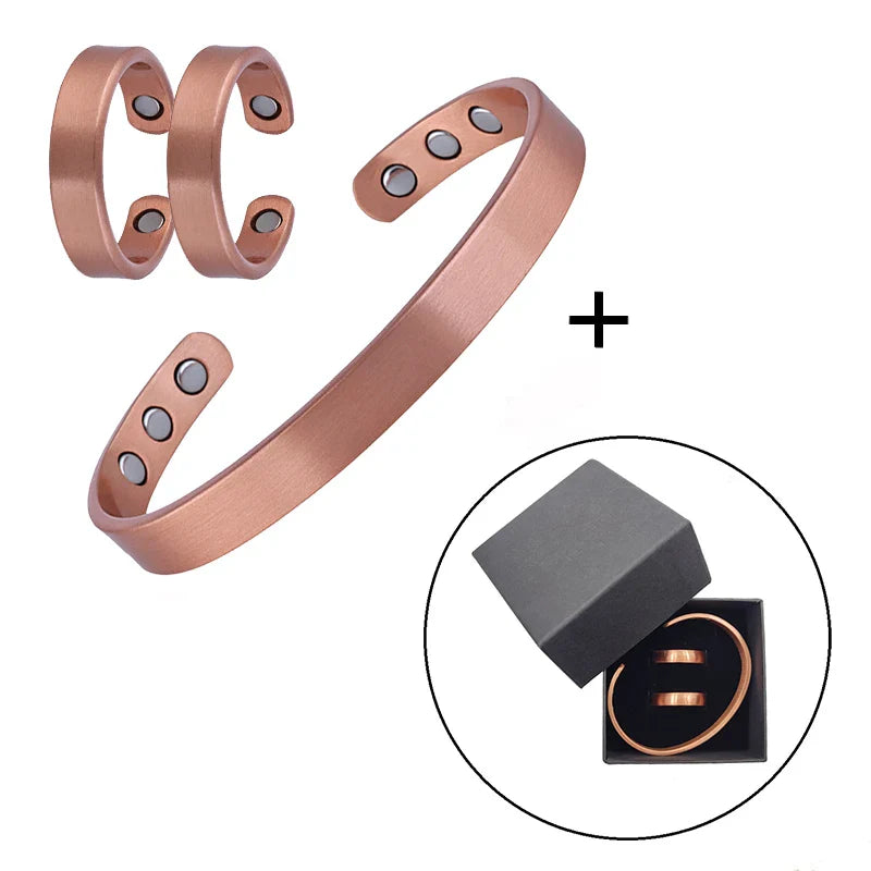 Handmade Solid Copper Bracelet and Ring Set for Arthritis Relief and Health Benefits