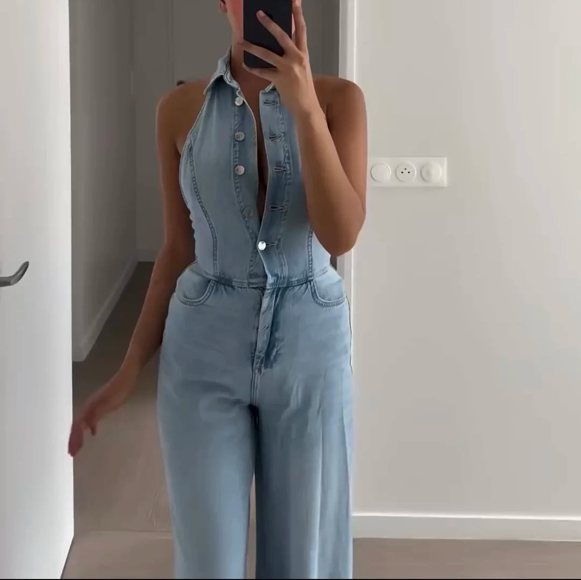 Women's Casual Denim Jumpsuit with Lightweight Street Style Windbreaker Jacket for Autumn Fashion