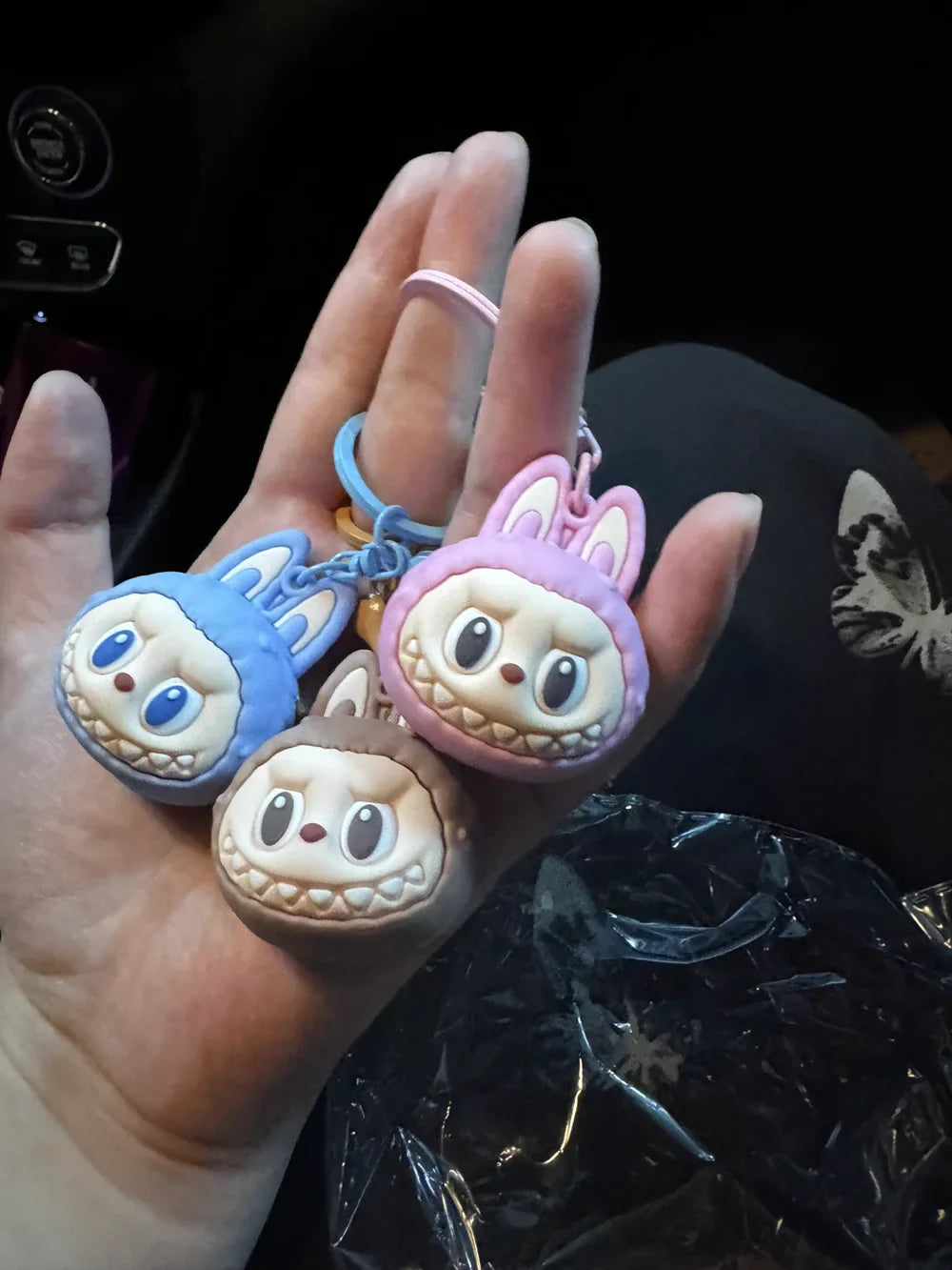 Kawaii Labubu Doll Keychain Cute PVC Pendant Toy Phone Bag Charm Car Accessories