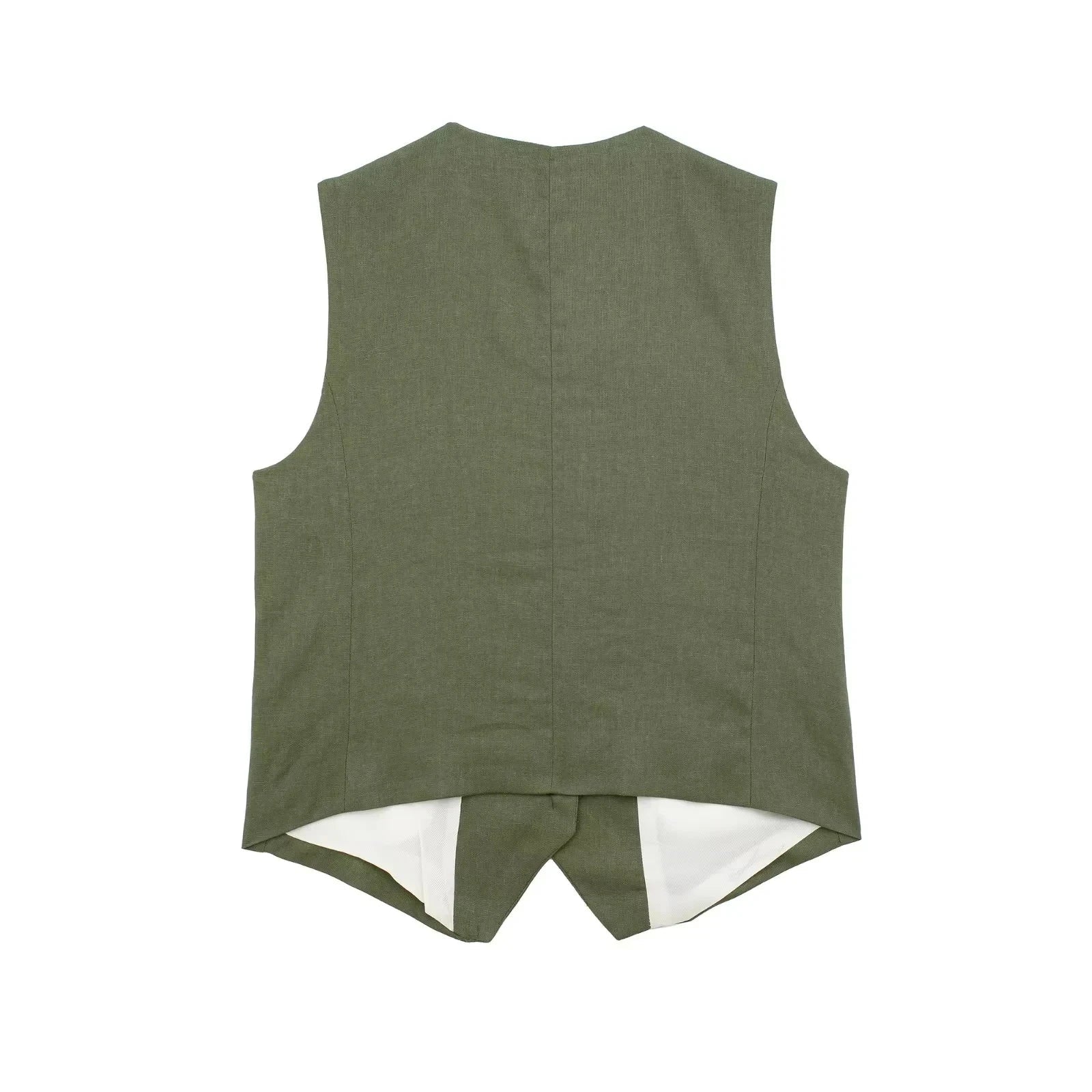Casual Linen Sleeveless V-Neck Vest for Women Single Breasted Office Fashion Lightweight Linen Top