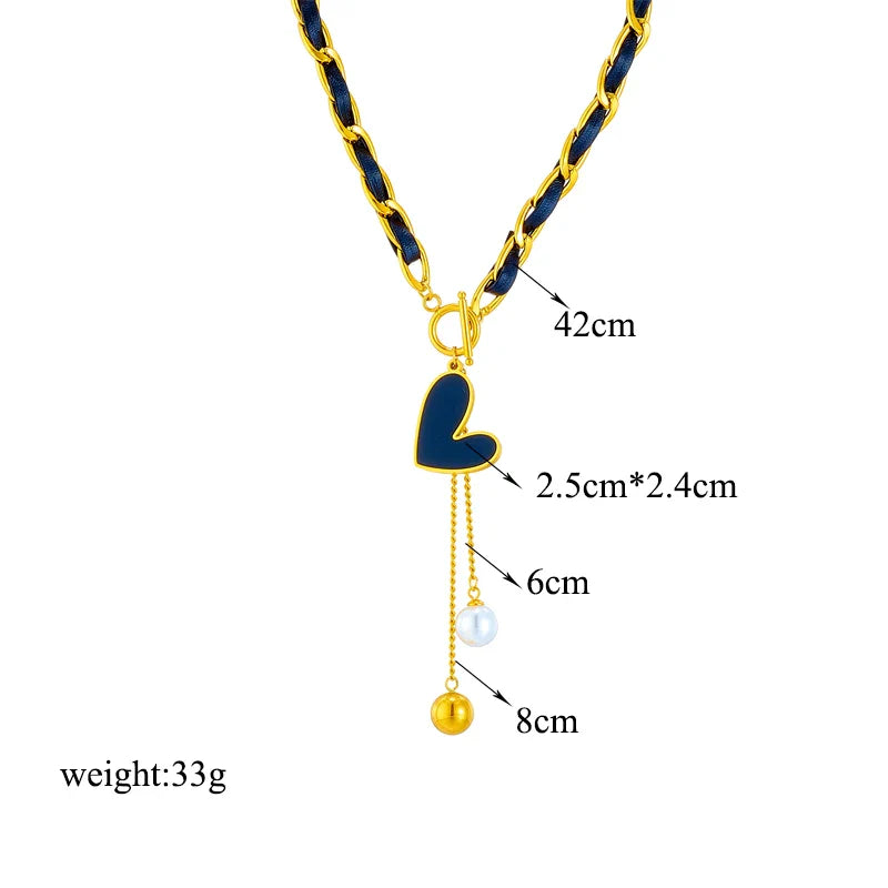 Stainless Steel Butterfly Moon Lock Blue Eyes Pendant Necklace for Women Multilayer Choker Chain Jewelry Gifts