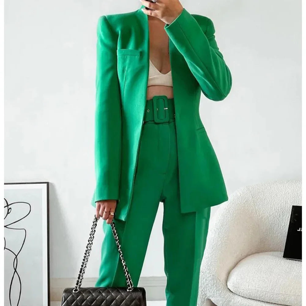 Fashionable Women's Slimming Multi-Color Suit Set for Autumn