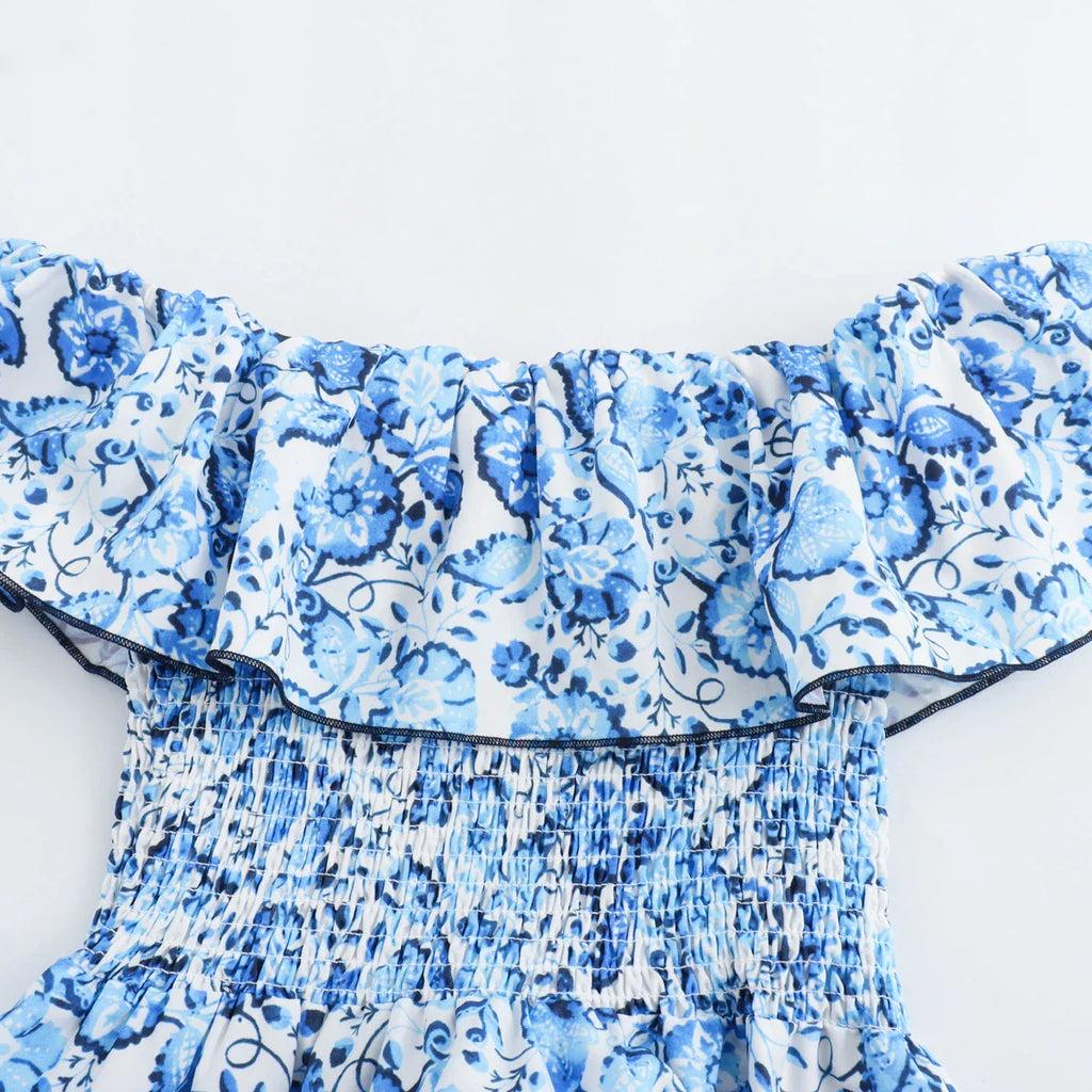 Off Shoulder Floral Print Long Vest Dress For Women