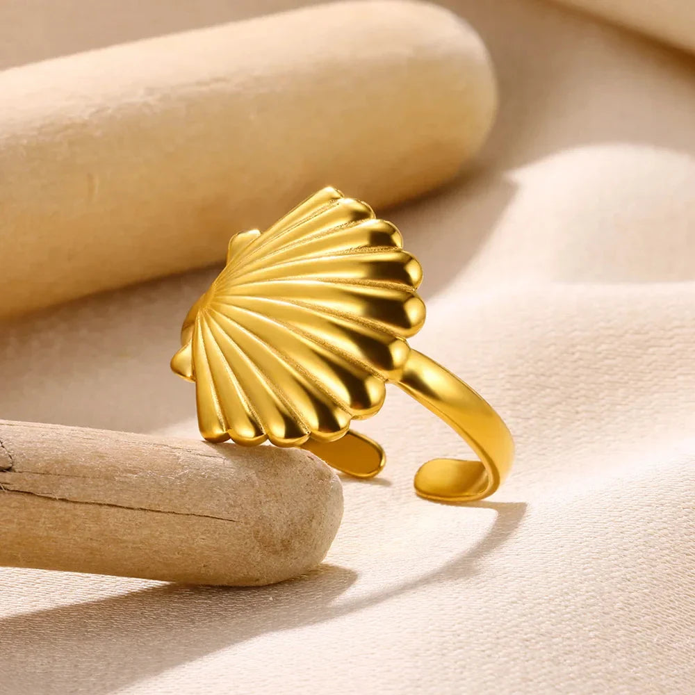 Adjustable 316L Stainless Steel Little Star Open Ring for Women - Trendy Gold Color Jewelry Gift for Weddings and Special Occasions