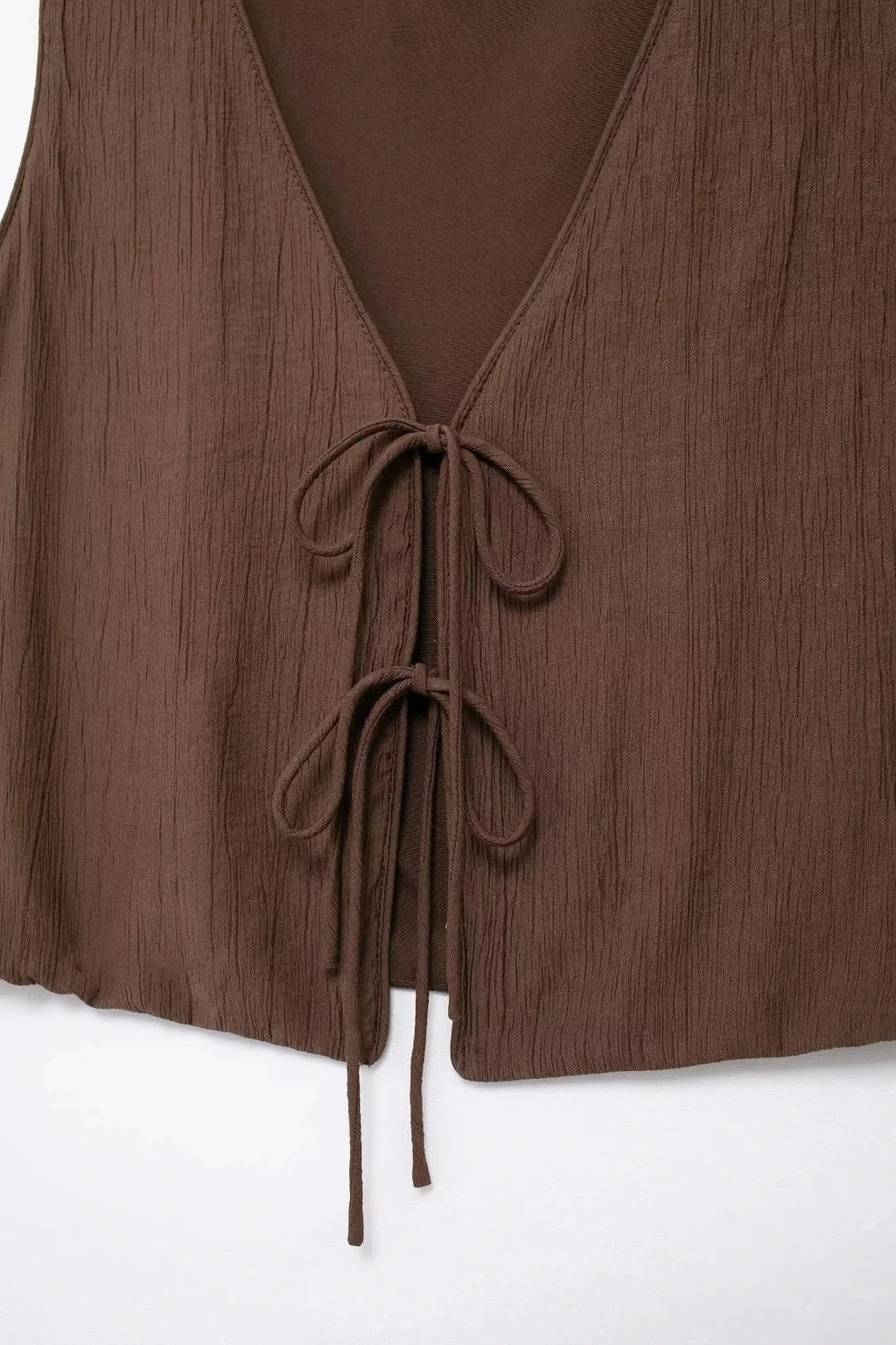 Summer Women's Elegant Solid Color Skirt Set Casual V-neck Bow Lace-Up Sleeveless Crop Vest Top with Loose Drawstring Midi Skirt