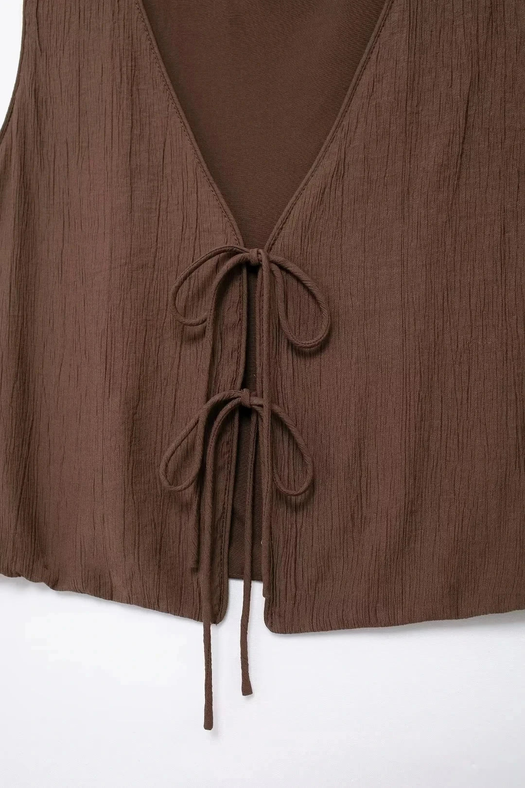 Summer Women's Elegant Solid Color Skirt Set Casual V-neck Bow Lace-Up Sleeveless Crop Vest Top with Loose Drawstring Midi Skirt