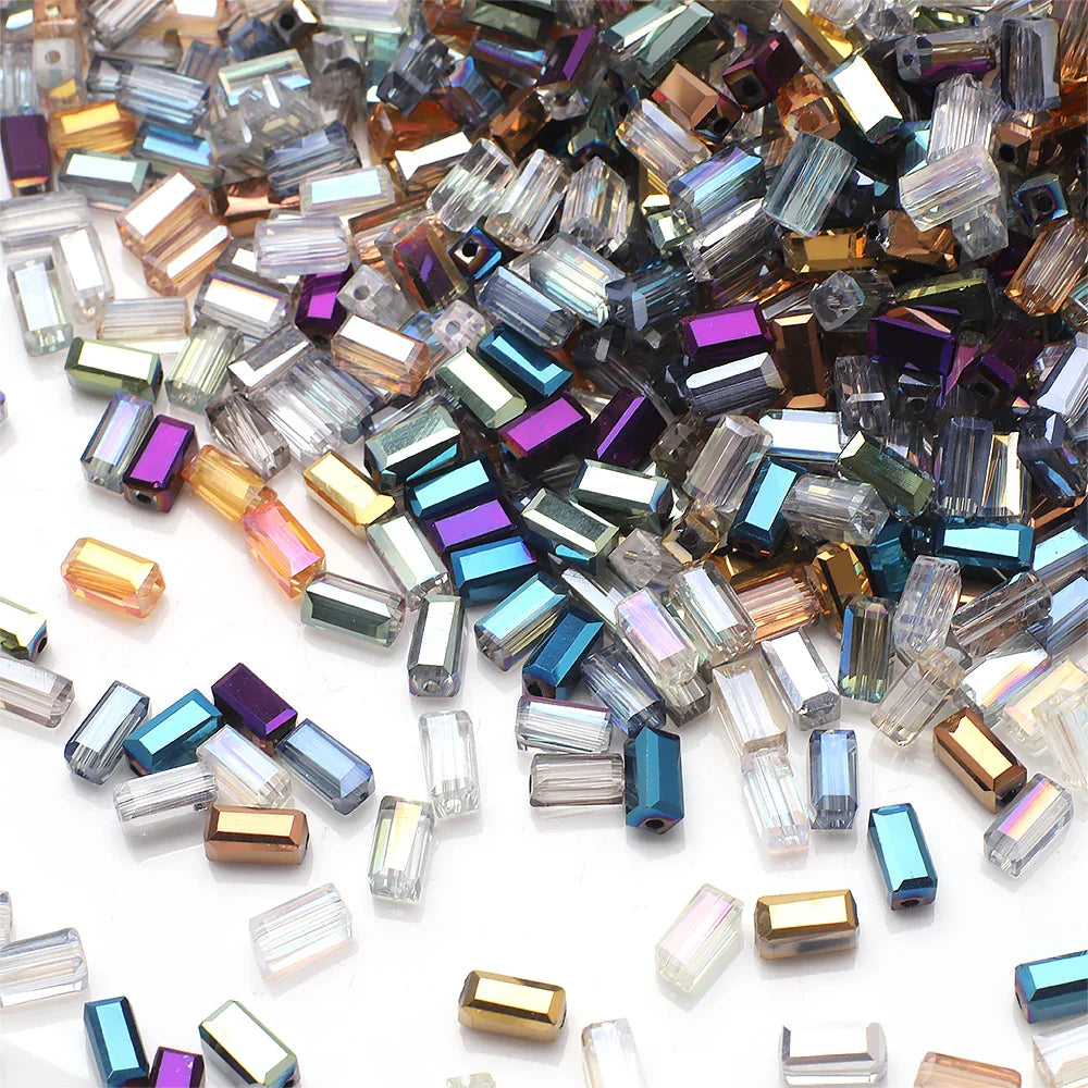 75Pcs 3X6mm Rectangle Crystal Beads for Jewelry Making and DIY Bracelet Accessories