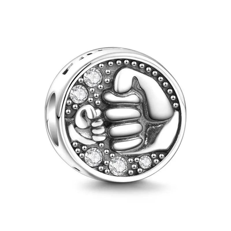 Charm Fit Original Bracelet with Shining Zircon Love Heart and Flower Bead for Women Jewelry Gift in 925 Silver Plated Design