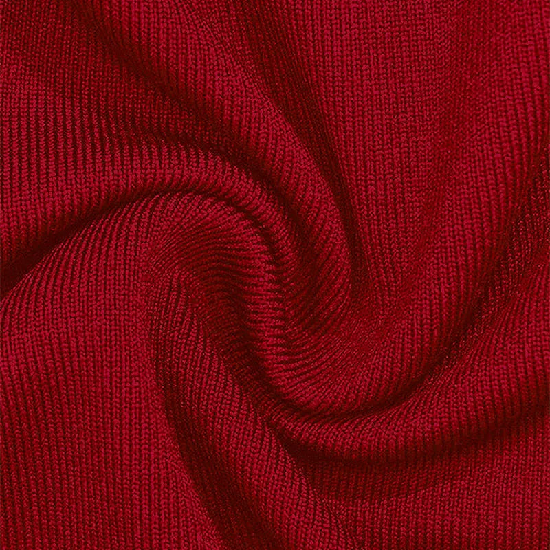 One Shoulder Red Dress Knit For Women Autumn Winter Fashion