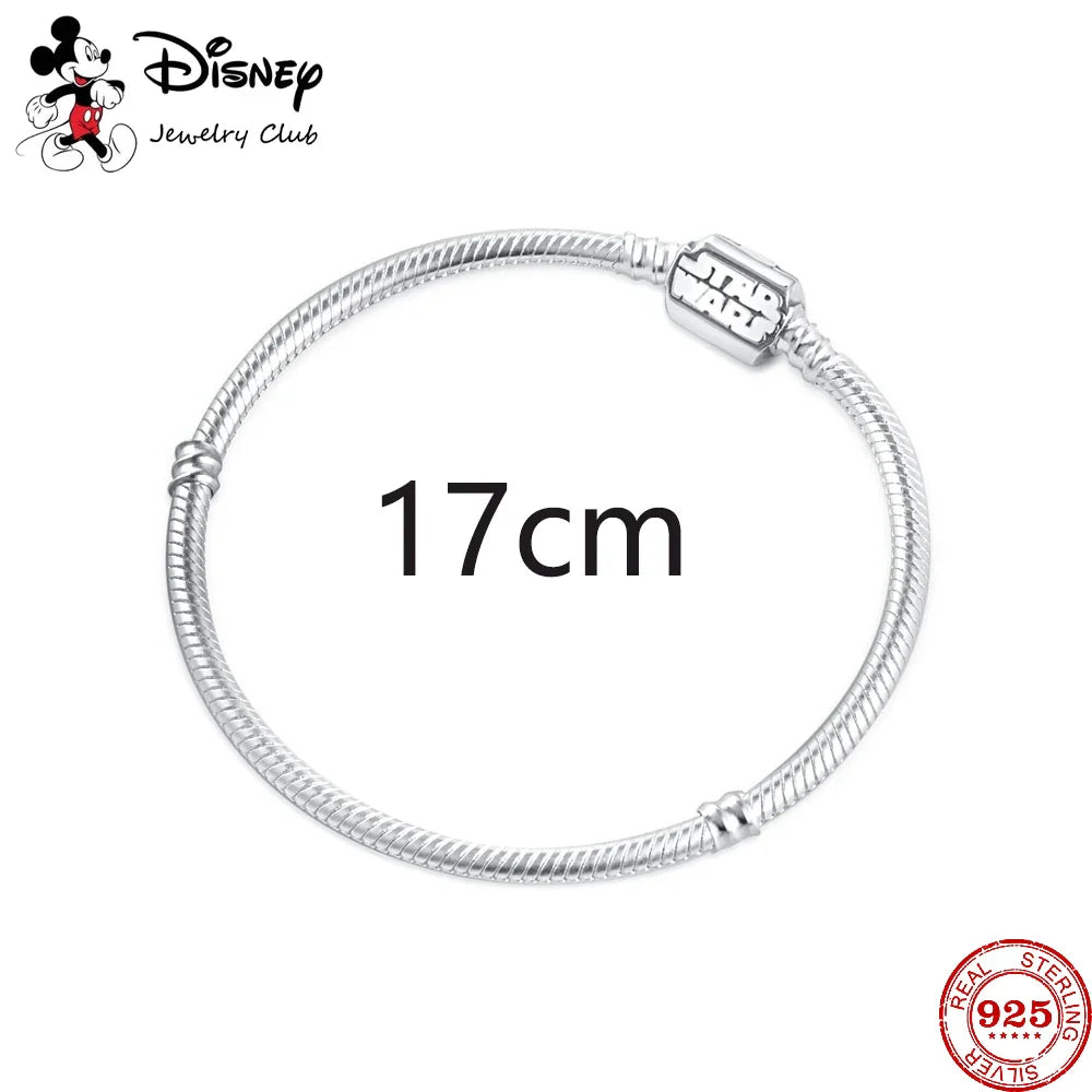 925 Sterling Silver Mickey Minnie Charm Beaded Fit Snake Bracelet DIY Ladies Jewelry