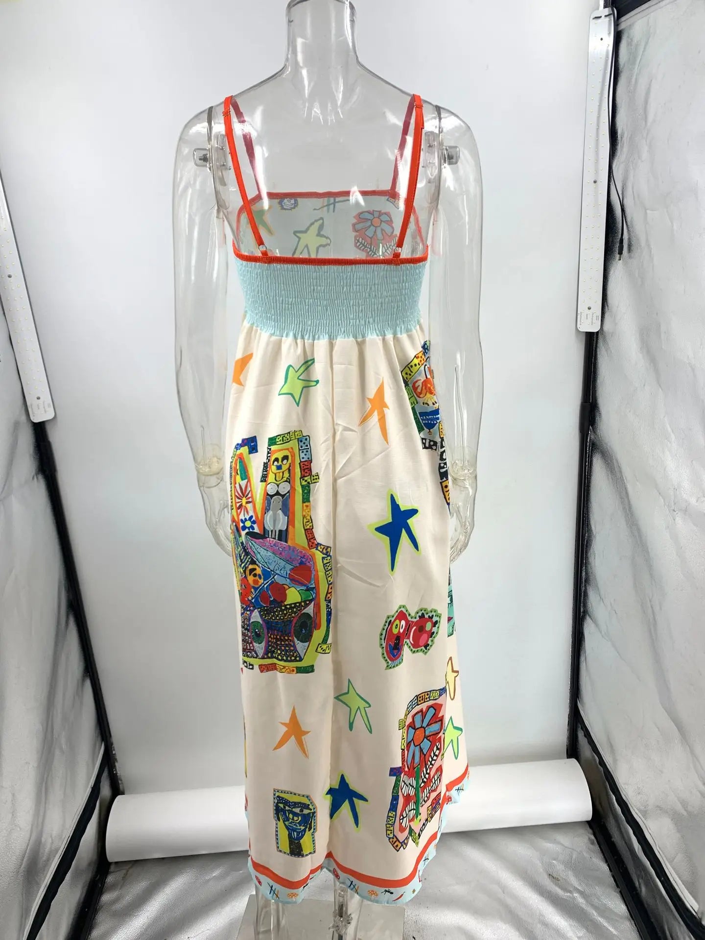 Printed Strapless Maxi Dress For Women Beach Summer