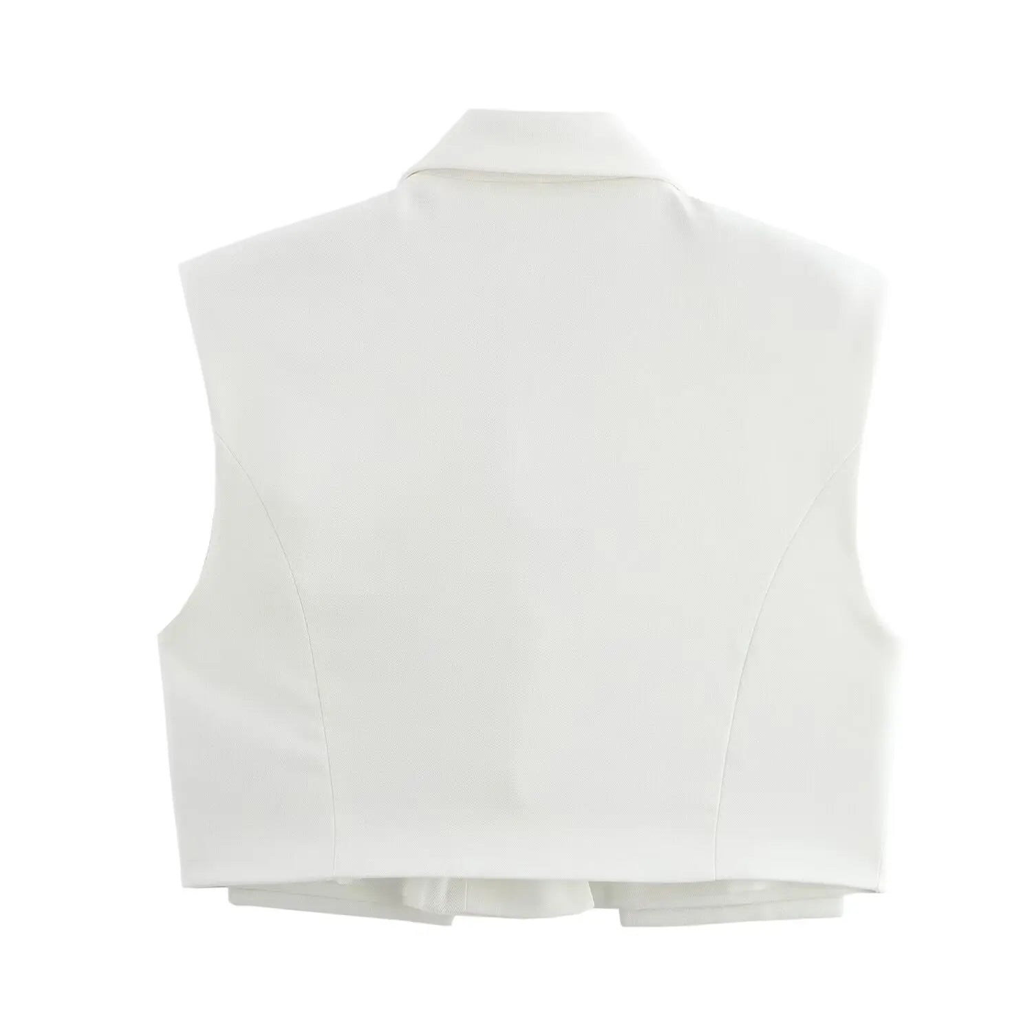 Women Chic Cropped Vest Pants Suit with Lapel and Single Button High-Waist Zip Straight-Leg Trousers Set