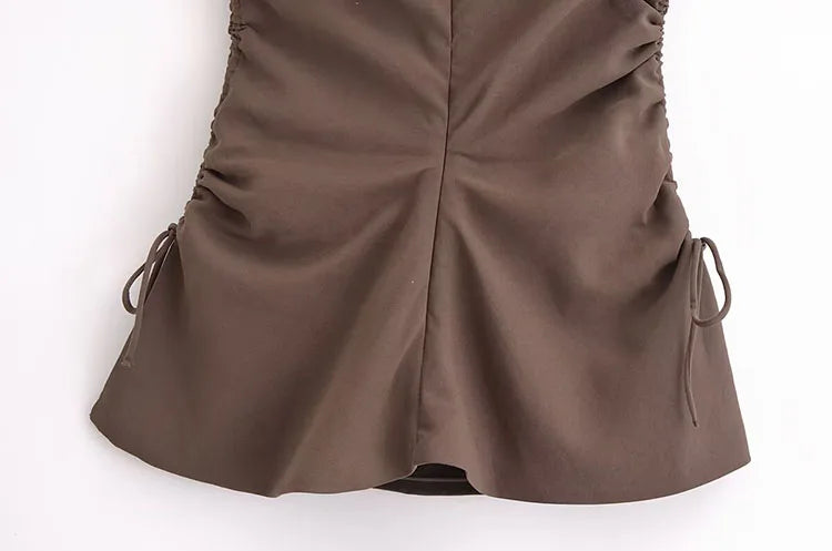 Flowing Two Piece Outfit for Women with Strapless Top and Drawstring Trousers