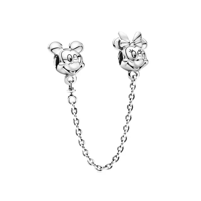 Mickey Mouse Minnie Mouse Sterling Silver Charm Beads for Bracelets
