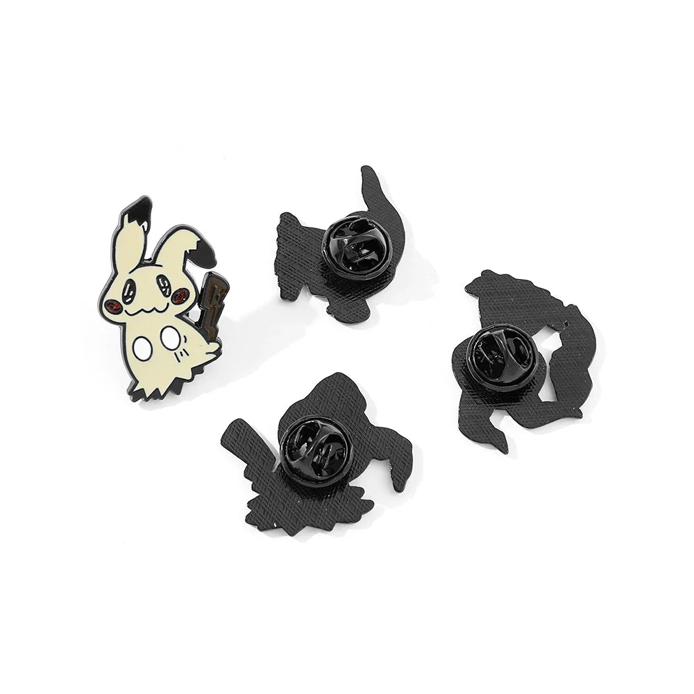 Cartoon Animal Enamel Pin Brooch Set 4 Pcs Fun Mimikyu Jewelry for Backpack Wallet and Clothes Accessories