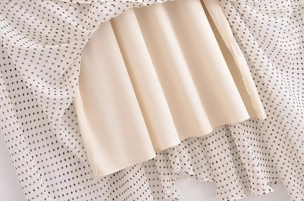 Polka Dot Midi Dress For Women Halter Neck Backless Pleated