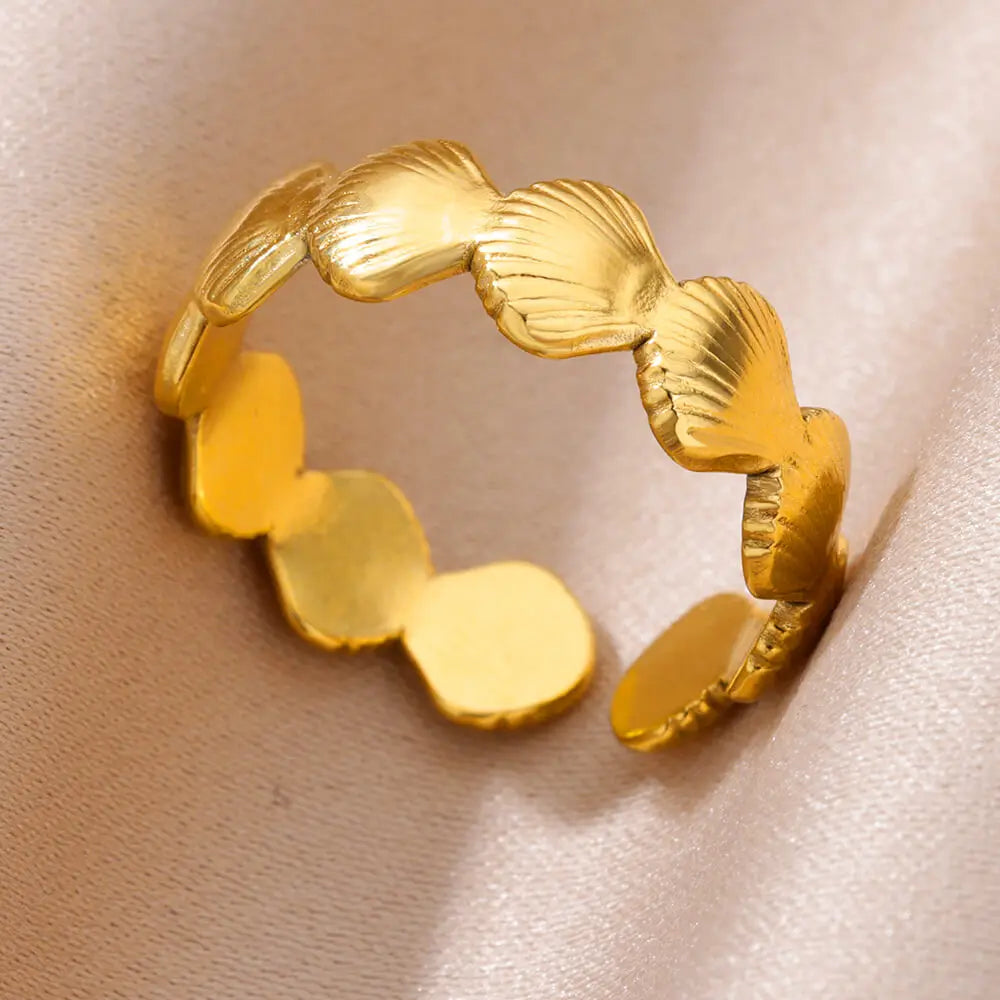 Adjustable 316L Stainless Steel Little Star Open Ring for Women - Trendy Gold Color Jewelry Gift for Weddings and Special Occasions