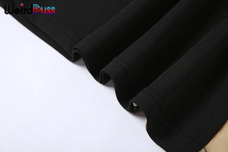 Mesh Patchwork Sexy Dress One Shoulder Sleeveless Bodycon