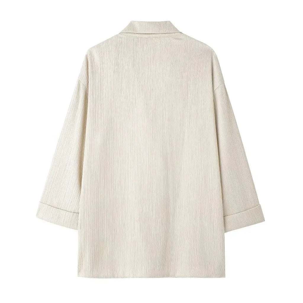 Trendy Women's Cozy Suit Set with Double Breasted Coat and Wide Leg Pants