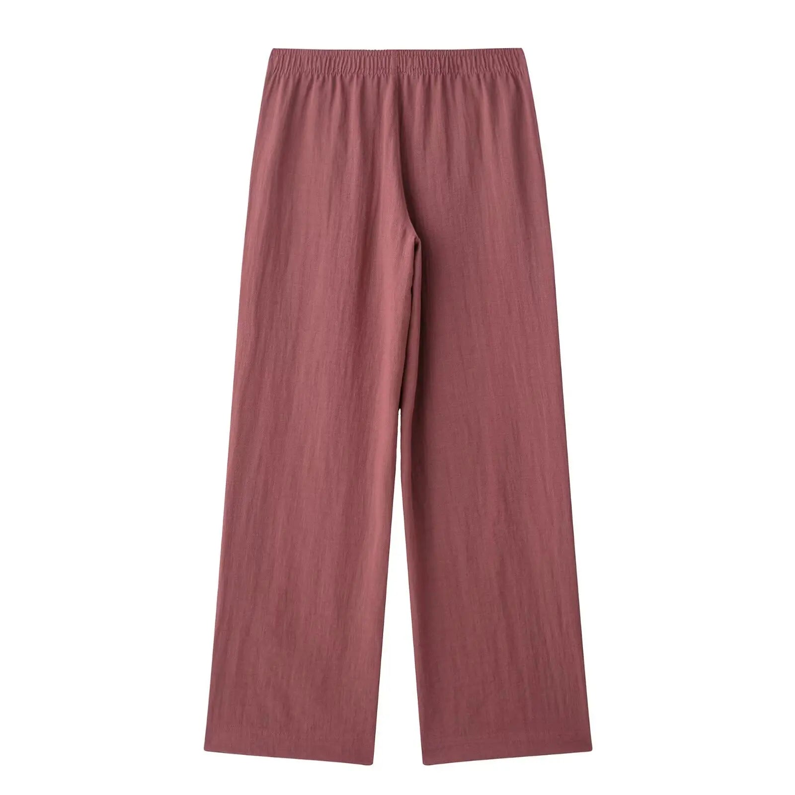 Women's V-Neck Long-Sleeve Side Tie Kimono Top and Elastic Waist Trousers Casual Chic Suit