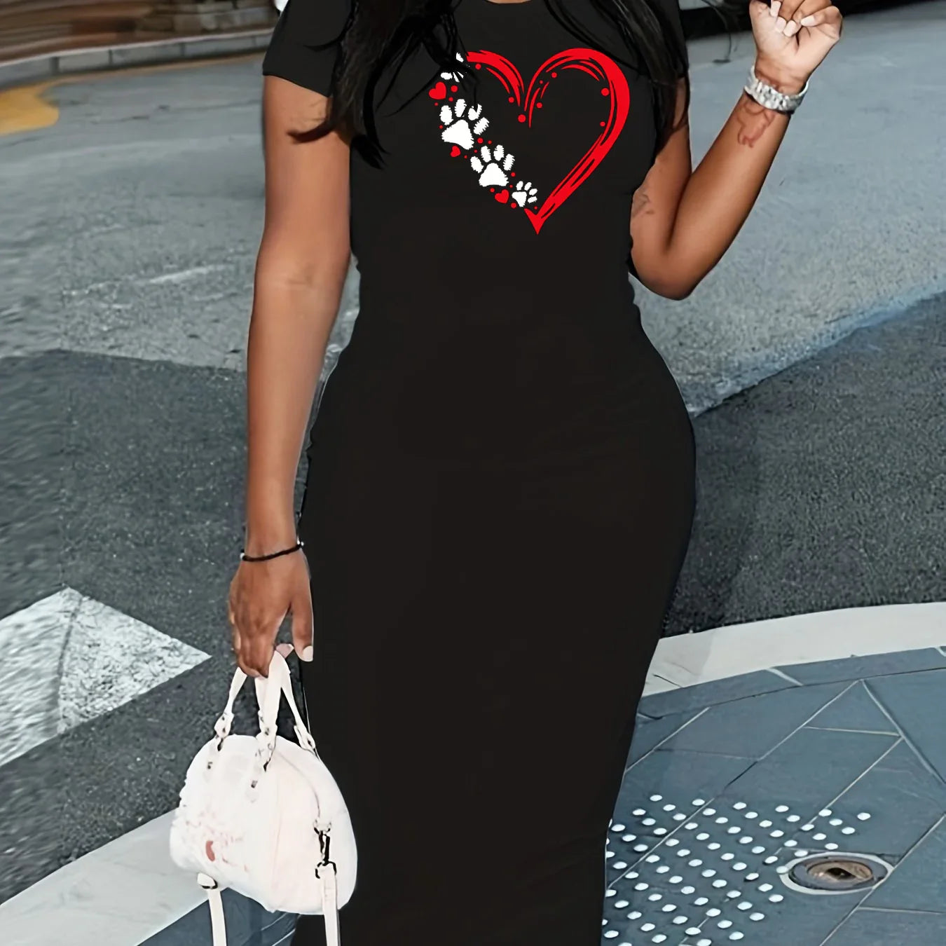 Cat Print Dress For Women Short Sleeve Summer Breathable