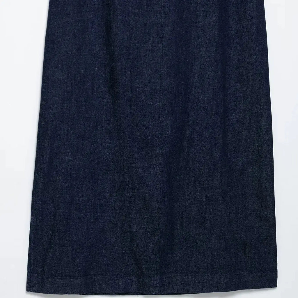 Pleated Slit Dress Round Neck Short Sleeves High Waist Chic