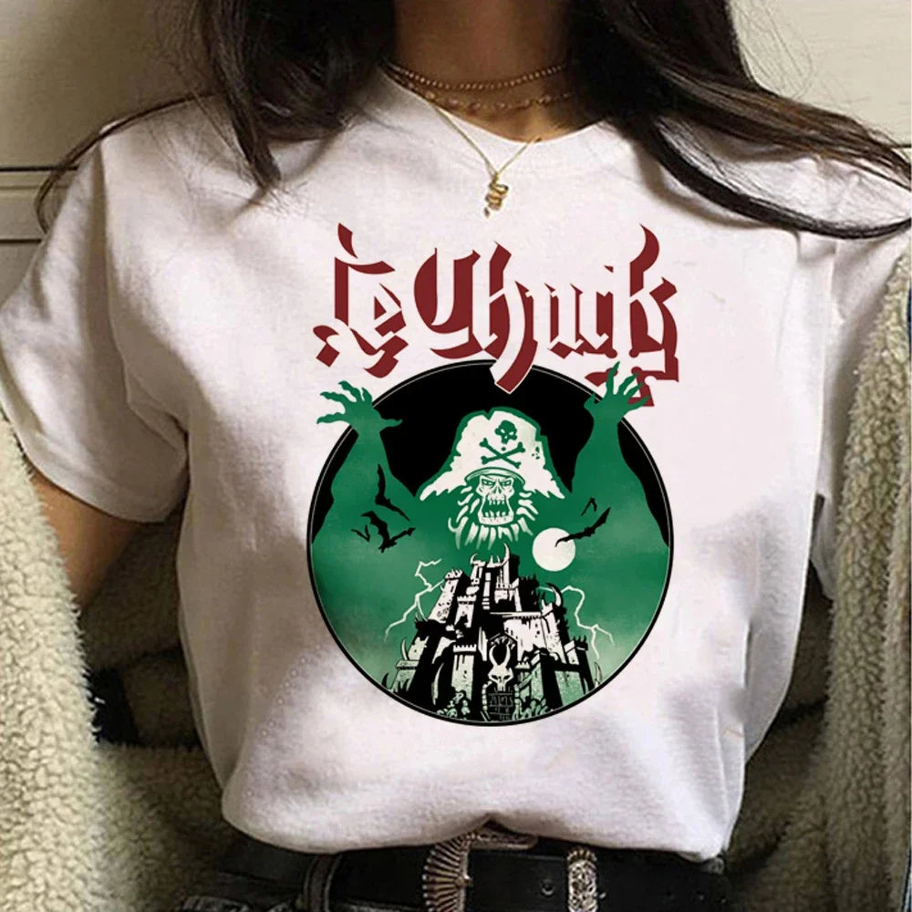Funny Ghost Band T-Shirt for Women - Y2K Manga Style Tee with Premium Soft Fabric