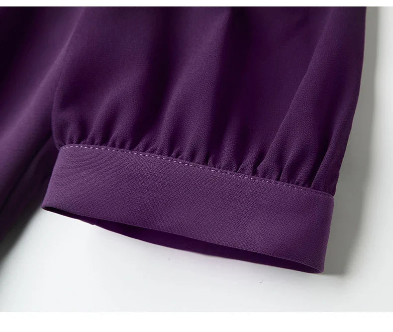 Purple Embroidered A Line Dress For Office And Party