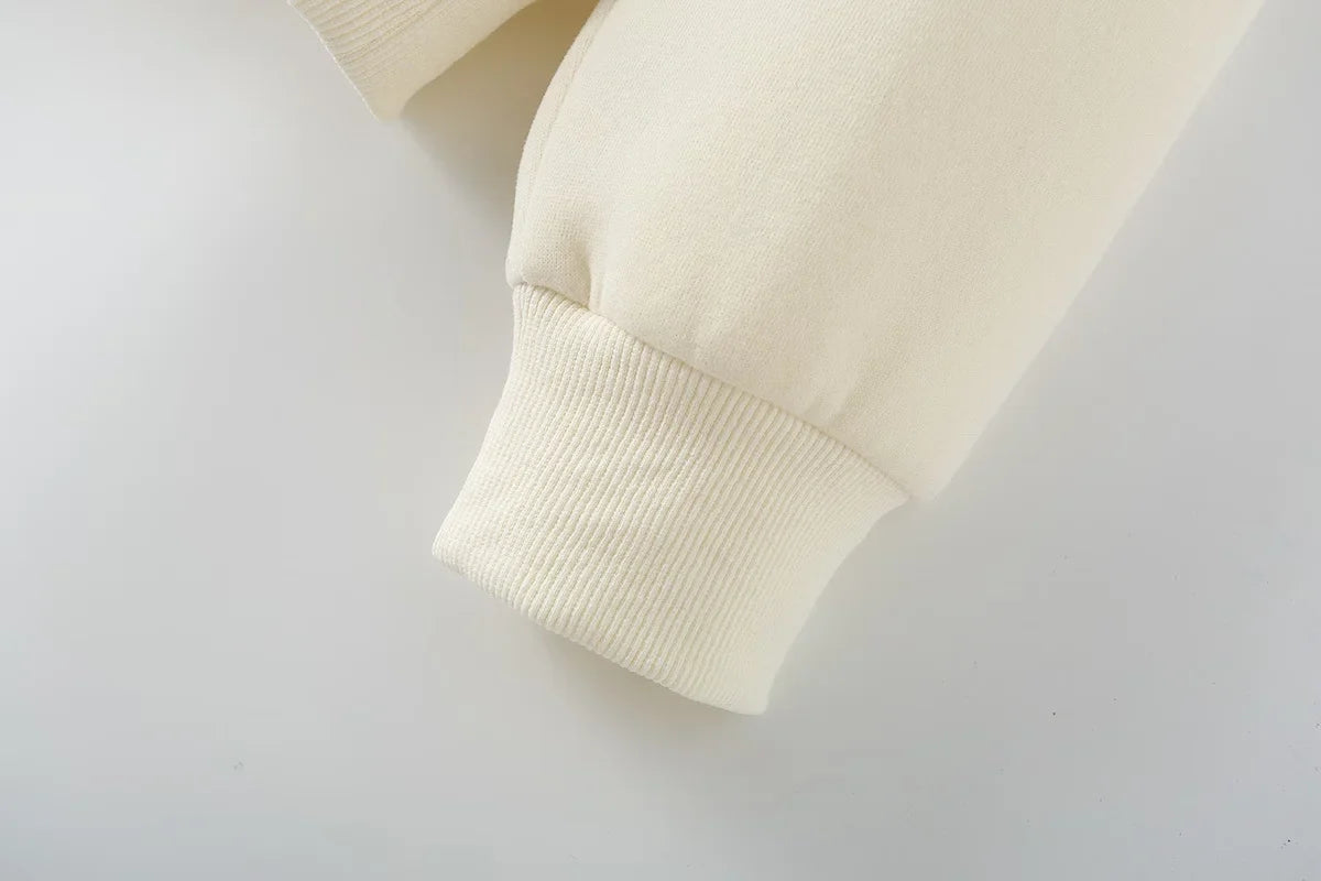 Women's Fleece Coat and Pant Set with Long Sleeve Hooded Sweatshirt and Casual Drawstring Trousers for Office and Everyday Wear