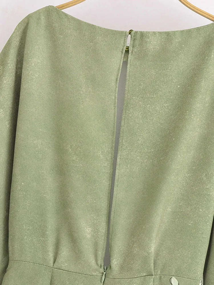 Floral Print Summer Midi Dress Women Three Quarter Sleeve